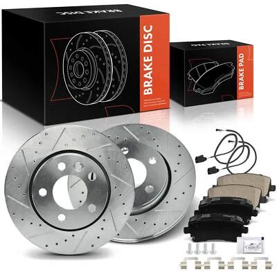 Rear Drilled Brake Rotors & Brake Pads for Volkswagen Transporter 2010-2019 2.0L - Image 1 of 4