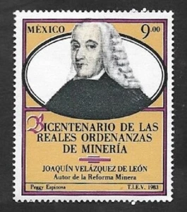 SE)1983 MEXICO, CENTENARY OF THE ROYAL MINING ORDINANCES, JOAQUÍN VELAZQUEZ 9P S - Picture 1 of 1