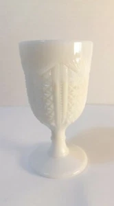 Antique Milk Glass 4” Tall Wine Goblet Vertical Diamond Pattern - Picture 1 of 2