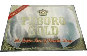 Vintage Tuborg Gold Danish Beer sign mirror 1970s Man Cave Famous Age - Picture 1 of 6