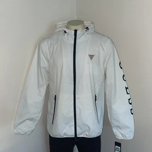 GUESS WHITE WINDBREAKER JACKET MENS NEW - Picture 1 of 6