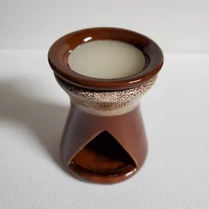 Wax Warmer Brown Earth Tones Stone Stoneware Two Tone Uses Candle to Warm - Picture 1 of 12