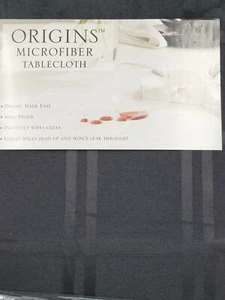 Origins Microfiber Tablecloth Black Round 60" Seats 4 Easy Clean New in Package - Picture 1 of 8