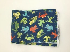 JoAnn Sewing Fabric Blue Flannel Colorful Frogs 20x28 - Picture 1 of 3