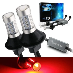 Syneticusa 7443 Error Free Canbus Ready Red LED Brake Parking Tail Stop Turn ... - Picture 1 of 8