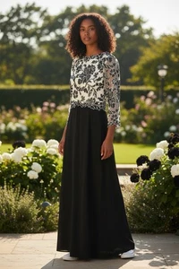 Tadashi Shoji Größe 8 Maxi Abend Anlass Party formell Spitze Obermaterial SEHR GUTER ZUSTAND!! Kleid - Bild 1 von 17