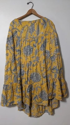 Chaps Ralph Lauren Yellow Paisley Long Cotton Skirt 1X - Image 1 of 4