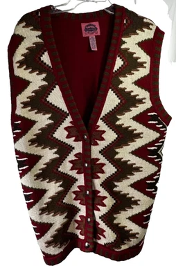 Chaleco suéter Cambridge Southwestern para mujer - Talla: grande - Color: rojo + decoración Foto 1 de 4