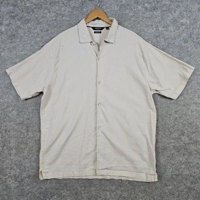 Kenneth Cole Mens Beige Size 2X Linen/Cotton Blend Button Up Shirt Preppy SMUDGE - Image 1 of 4