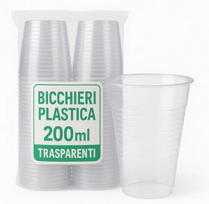 Bicchieri Di Plastica Trasparenti 100 Pezzi Monouso Usa E Getta Bicchiere Biodeg - Foto 1 di 12