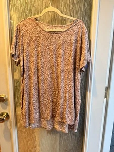 Pure Jill Scoop Neck Elliptical Tee Women's XL Tall Pima Cotton Floral - Picture 1 of 4