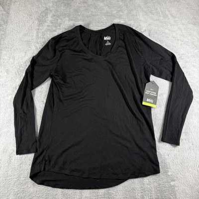 REI Co op Shirt Womens Large Black Birch Spring Drop Merino Wool Base Layer New - Image 1 of 4