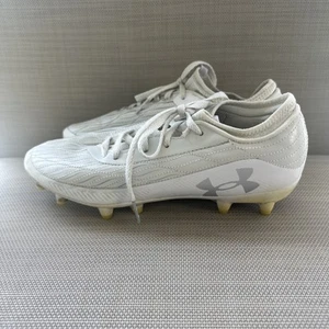 Under Armour Football Soccer Cleats, Select 4, USA Size 6Y, Grass, White/Silver - Picture 1 of 5