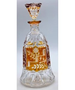 Bohemian Cut Amber Flower Decanter | Please Read - Picture 1 of 3