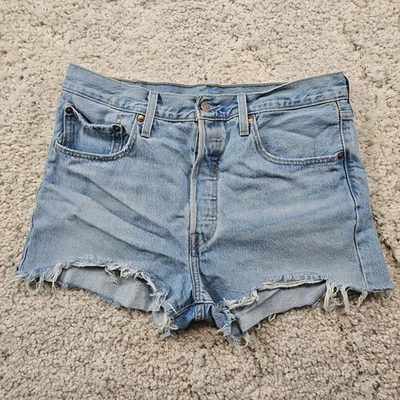 Levis Premium Womens Jean Shorts 501 XX Big E Cutoff Button Fly Size 32x2.5 - Image 1 of 4