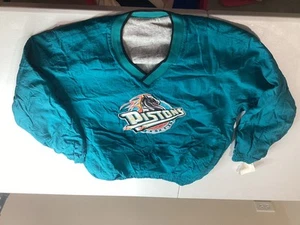 Detroit Pistons Teal Jacket Large Retro Windbreaker Mighty Mac Sports - Picture 1 of 17