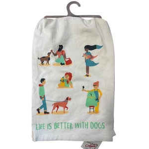 Life is Better with Dogs Küchengeschirrtuch Primitives by Kathy Handtuch Neu mit Etikett - Bild 1 von 3