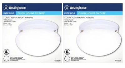 Accesorio de techo de montaje empotrado de vidrio para setas blanco - Westinghouse 66699 (paquete de 2) Foto 1 de 4