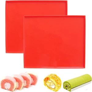 Swiss Roll Cake Mat Flexible Multipurpose Silicone Sheet Nonstick Roll Pan 2Set - Picture 1 of 11