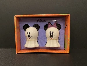 Disney MICKEY & MINNIE MOUSE Halloween White GHOST Ceramic SALT & PEPPER Shakers - Picture 1 of 8