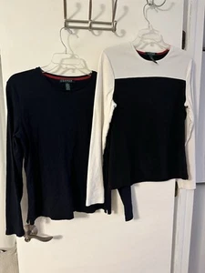 2 Lauren Ralph Lauren Long Sleeve Tops Tee Shirts Size XL Cotton - Picture 1 of 6