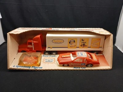 Tim Mee Toy True Value Semi Truck Thunderbird Race Car 4 Speedway Figures - Image 1 of 4