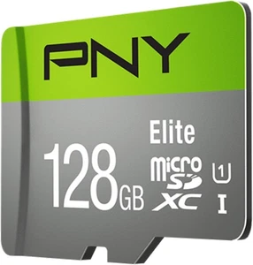 PNY Elite 128GB MicroSDXC Memory Card + SD Adapter, 100MB/s Read Speed, Class 10 - Picture 1 of 6