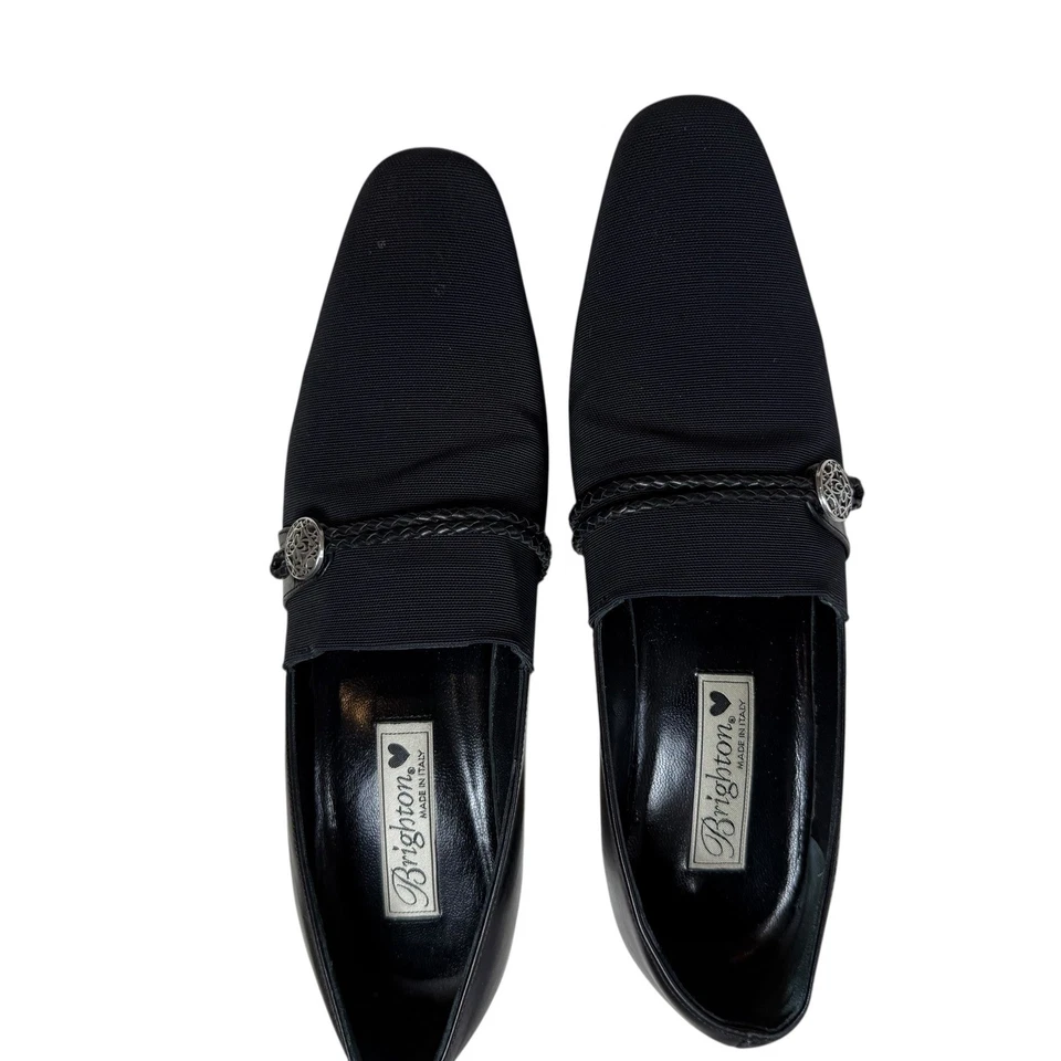 Zapatos de salón Brighton Hechos en Italia de tela negra con ribete de tacón bloque para mujer 8M Foto 1 de 4