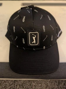 PGA Tour Golf Hat Pro Series Adjustable Strapback Caviar Black, New - Picture 1 of 2