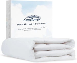 Twin Comforter White Lightweight down Alternative Filling 100% Cotton Shell Bedd - Picture 1 of 10