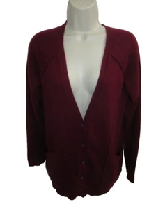 Max Studio 100% 2-ply Cashmere Burgundy V-neck Cardigan with Pockets Size S - Picture 1 of 4
