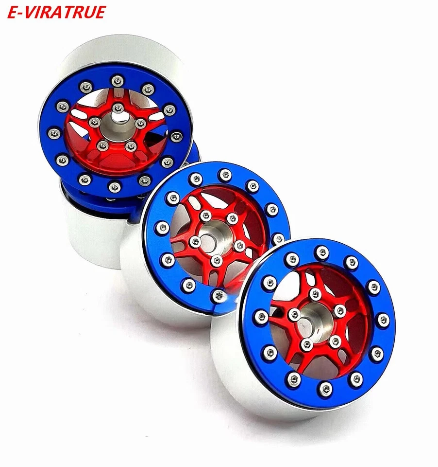E-VIRATRUE 1.9''Aluminum Bead Lock Wheel For TRX4/TRX6 Red 4pcs - Image 1 of 1
