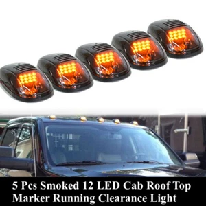 5x Smoked Lens SUV Truck Off Road Cab Roof Top Amber LED Marker Running Lights - Picture 1 of 9