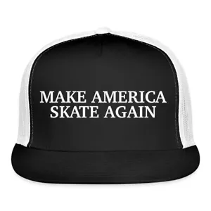 Make America Skate Again Funny Slogan Trucker Hat, One Size, black/white - Picture 1 of 4