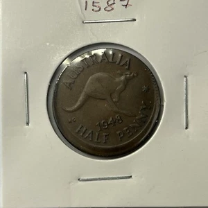 1948 Half Penny Coin - Off Centre Misstrike Error Lip - Scarce Predecimal Collar - Picture 1 of 2