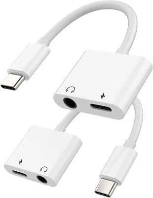 2in1 USB C Aux Adapter iPhone 15/15 Pro Max Samsung S24/S23, iPad Pro, Pixel 7/6 - Bild 1 von 4