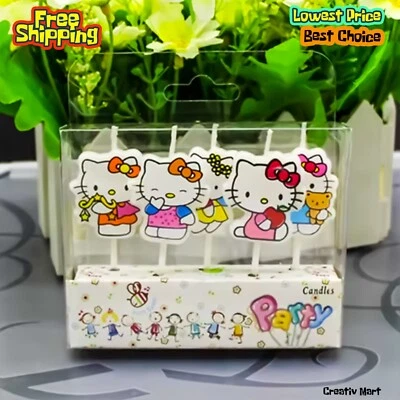 Cumpleaños Hello Kitty Pastel Velas Topper Fiesta Decoraciones 5 piezas Nuevo Foto 1 de 2