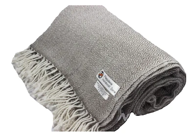 100% Himalayan Cashmere Throw/ Brown Diamonds 54"x108" -Nepalese Handicraft Zone