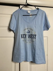 "NEW" Conch Republic Seafood Co. Key West Women's V-Neck Medium Bluish-Gray Tee - Picture 1 of 3