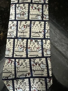 Museum Artifacts Optometrist Glasses Exam Eye Chart 100% Silk Classic Neck Tie - Picture 1 of 5