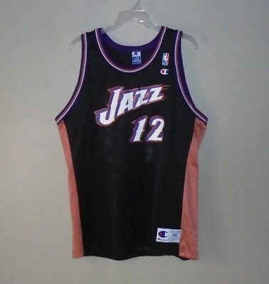 John Stockton Champion Utah Jazz #12 Black Jersey Adult Size 48 XL - Image 1 of 4