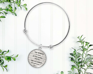 Retro Music Art Quotes Silver Bracelet Bangle Charm 14 Options to Choose From