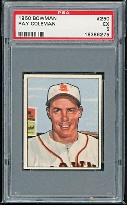 1950 Bowman 250 Ray Coleman St Louis Browns Vintage Baseball Card PSA 5 EX ⚾️ - Image 1 of 4