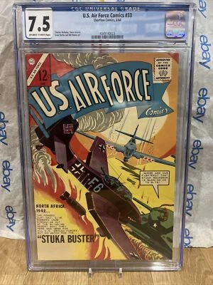 U.S AIR FORCE COMICS 33 CHARLTON SILVER  1964 STUKA DIVE BOMBER BUSTER Cgc 7.5 - Image 1 of 3