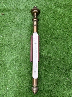 Termómetro interior rígido vintage raro latón madera Foto 1 de 4