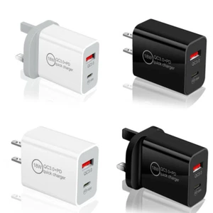 IPhone 13 12 PRO MAX 11XS 18W+QC3 Fast Charger Cable USB C For Samsung PD Plug - Picture 1 of 16