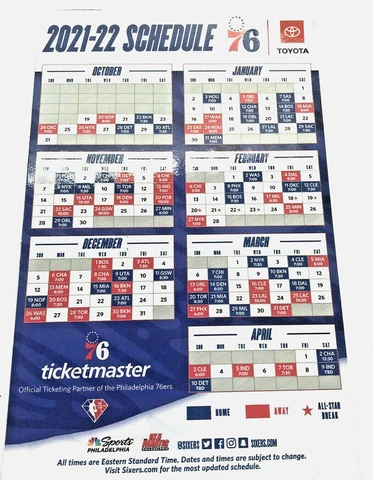 NEW PHILADELPHIA 76ERS SIXERS Basketball 2021-2022 SCHEDULE MAGNET Sixers Cover