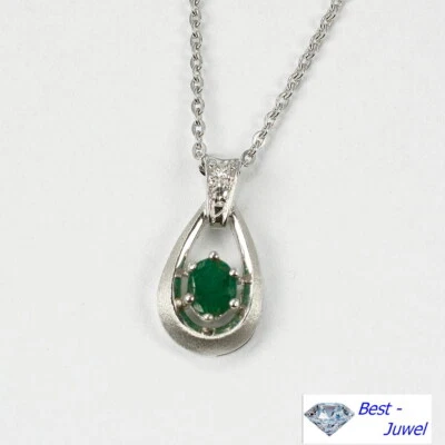 Anhänger 585 Weißgold 14 Karat mit Smaragd und Diamant - Bild 1 von 2