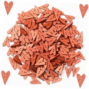 200 Pcs Heart Buttons Bulk Wooden Hearts for Crafts Wooden Buttons 1 Inch - Picture 1 of 8