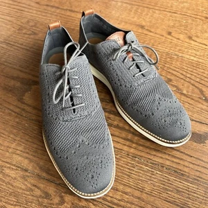 Cole Haan Wingtip Oxfords Shoes Mens 10 Original Grand Knit Gray Dress Sneakers - Picture 1 of 14